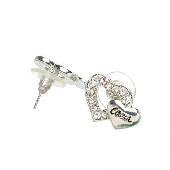 Coach Double Heart Silver Earrings AKD - Click Image to Close